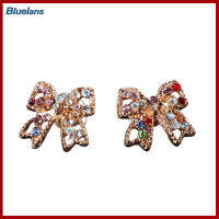 Bluelans ผู้หญิงคริสตัลโทนสีทอง Bowknot EAR Studs