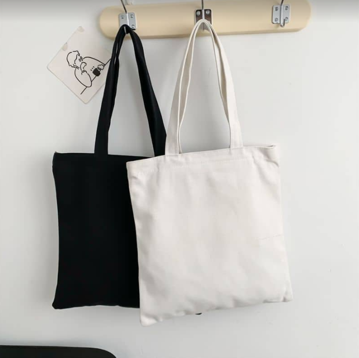 Korean Canvas Plain Color Tote Bag Shopper Bag Large Capacity Customize