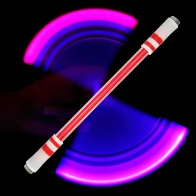 ปากกาสำหรับควงกลิ้งมีไฟ LED สำหรับเด็กปากกาพิเศษและภาพวิวกลางคืนแบบหมุนคลายเครียดปากกาสำหรับควงไฟแฟลช Led ในกระเป๋า