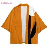 Haori Yukata ฮาราจูกุของผู้ชายชุดชุดกิโมโนสไตล์ญี่ปุ่นชายหาดสีทึบแบบเรียบง่ายและลำลองคอสเพลย์เสื้อคาร์ดิแกนสตรี