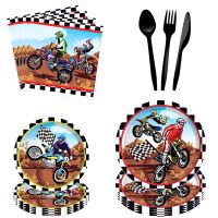 Dirt Bike Motorcycle Birthday Party Supplies Disposable Tableware Tablecloth Motocross Racing Car Table Cover Kid Party Decor