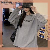 [MERVIN]?[HOT SALE]?? เสื้อยืดคอกลมแขนยาวพิมพ์ลายตัวอักษรสำหรับฤดูใบไม้ร่วง, เสื้อยืดทรงหลวมลำลอง