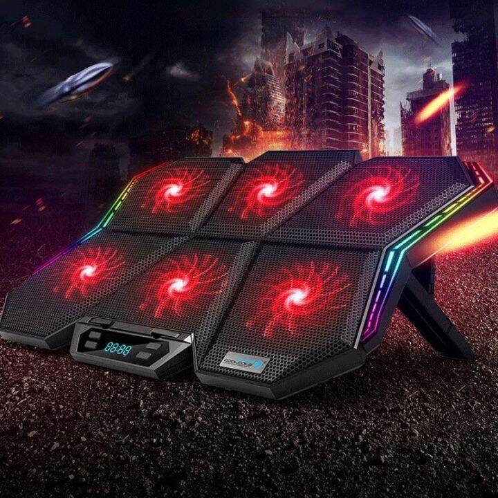 Laptop Cooler 6 Fans Laptop Cooling Pad 2 USB Port With Led Screen
