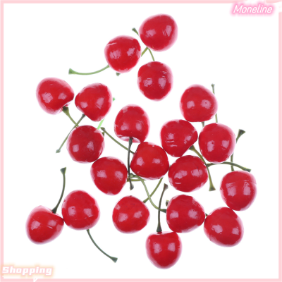 [Moneline] 10ชิ้นผลไม้ปลอมขนาดเล็กสีแดงเชอร์รี่ดอกไม้ประดิษฐ์สำหรับเด็กของเล่นในครัวตลก