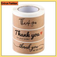 ESTRUS FASHION 120PCS/Roll สี่เหลี่ยมผืนผ้า ปิดผนึกซองจดหมาย เครื่องเขียน ขอบคุณสำหรับการสั่งซื้อสติ๊กเกอร์ สติ๊กเกอร์กระดาษคราฟท์ ธุรกิจ ป้ายแฮนด์เมด