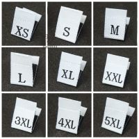 500pcs Folder Black White Woven Clothing Garment Size Tab Labels XXS XS S M L XL XXL 3XL 4XL Woven Clothing Garment Size