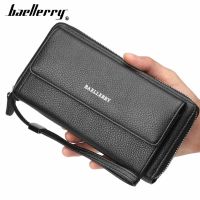 【Layor shop】 Baellerry Men Wallets Long Large Capacity Business Quality Wallet PU Leather Phone Pocket Card Holder Male Wallet