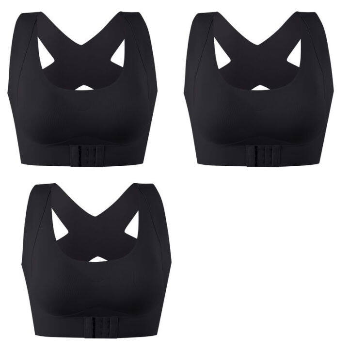 2021Women Bras For Women Push Up Bra Posture Corrector Bralette Front Closure Female Underwear Cross Back Tops 3pcsM-5XL