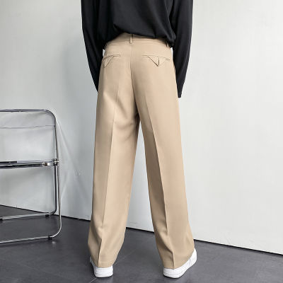 Men Suit Pants Casual Wide Leg Trousers Male Japanese Style Streetwear Solid Full Baggy Spring Autumn Loose Straight Thin Pants