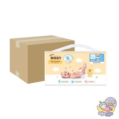 [ยกลัง 4 แพ็ค] BABY MOBY ผ้าอ้อมสำเร็จรูป ชนิดเทป Diaper Tape ไซส์ NB