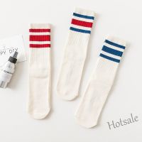 【hot sale】► D19 Korea Fashion Red Blue Stripe High Socks Women Novelty Hipster Cotton Socks