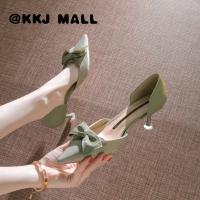 KKJ MALL High Heels Womens 2021 Summer New High-heeled Sandals Korean Fashion All-match Stiletto High Heels Pointed Bow Dinner Shoes