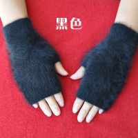 Fine Sheep Mink Cashmere Mitt Exposed Finger Womens Gloves Winter Autumn Knitted for Women Fingerless Gloves Wrist Mittens