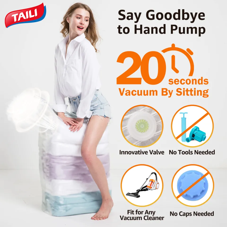 TAILI Jumbo Vacuum Storage Bags -5 Pack(3 x Jumbo,2x Large)- Compression  Storage Bags for Comforters and Blankets 