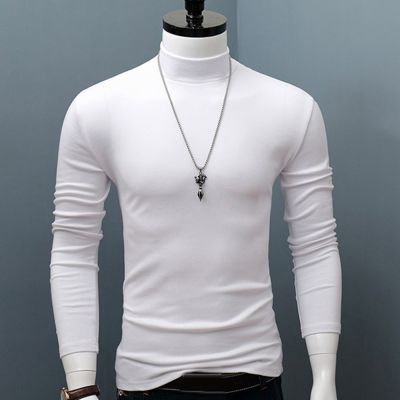 【Topbetter】2022 Anti-Shrink Solid Color Men Shirt Solid Color Half High Collar Casual Slim Long Sleeve Tight For Inner Wear