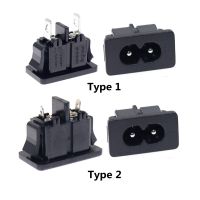 ℡ 10Pcs/lot IEC320 C8 Figure 8 Male Plug Power Inlet Socket 2.5A 250Vac 2Pin PCB Panel Socket AC Power Outlet Connector