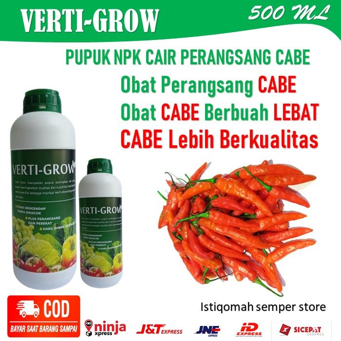 Obat Pelebat Cabe Verti Grow Pupuk Npk Pelebat Cabe And Obat Perangsang Akar Batang Dan Buah 9918