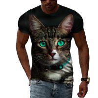 Fashion Personality Cool Style Cat graphic t shirts For Men Summer Animal Pattern 3D Print Black T-shirt O-neck Comfortable Top