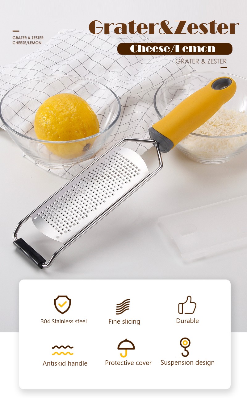 Kitchen Cheese Grater 3 Piece Easy to Grate Or Zest Chocolate Vegetables Fruits Garlic Ginger Nuts Cheese Razor-Sharp Stainless Steel Blade & Ergonomic TPR Handle Lemon Zester Silver 