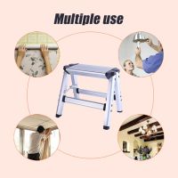 150KG Maximum Aluminium Platform 2-Step Tool Folding Ladder Maximum Load Anti Slip Safety Double-sided with Thick Stairs