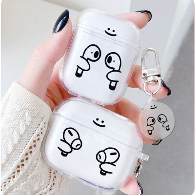 Fun Headphones in Hand Clear Earphone Case For Airpods Pro 3 Wireless Cover Bluetooth Charging Box For Airpod 2 1 Cases Keyring Headphones Accessories