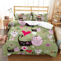 Caldwelllj Cute Cat Print Quilt Cover Pillow  bedding set luxury Queen style Customized children‘s