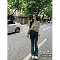 Early Autumn Of French Word Shoulder Flounce Shirt New Female Autumn Dew Shoulder Design Feeling Small Long-Sleeved Coat In The Summer