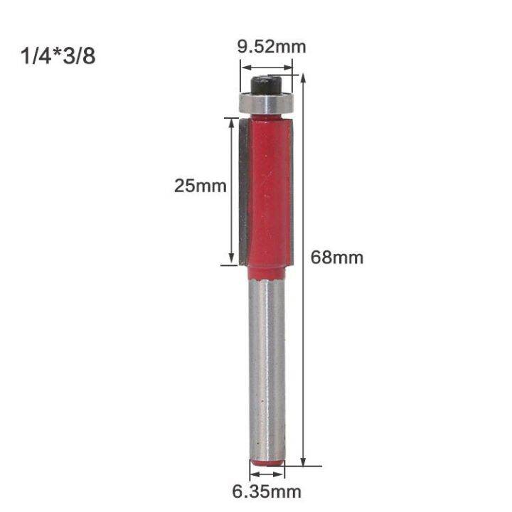 1ชิ้น1-4-shank1-2-3-8ชุดบิตเราเตอร์ขอบสีแดงพร้อมตลับลูกปืนสำหรับไม้รูปแบบแม่แบบดอกสว่านทังสเตนคาร์ไบด์เครื่องมือเครื่องตัดมิลลิ่ง