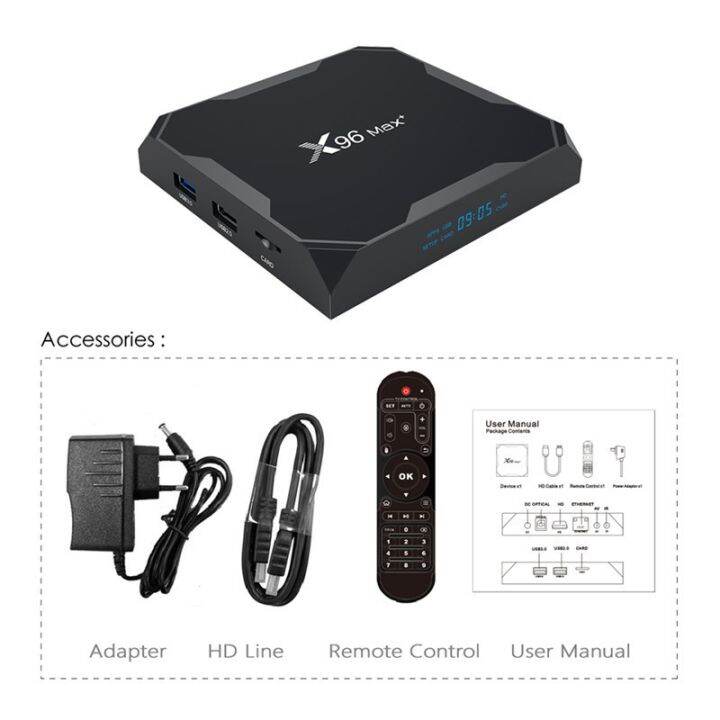 x96-max-plus-32gb-rom-แรม-4gb-32gb-wifi-2-4-5g-bluetooth-cpu-s905x3-android-9-รองรับlan100m-android-tv-box