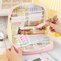 Pencil Case Super Large Capacity Kawaii Canvas Pen Box High-quality Cosmetic Bag Stationery Back To School Office Supplies