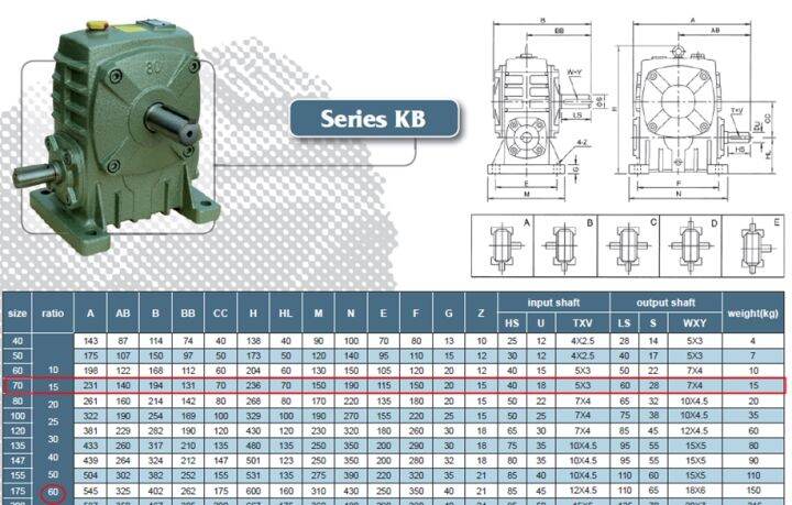 เกียร์ทดรอบ-เพลาเข้าด้านล่าง-เพลาออกด้านข้าง-รุ่น-kb70เหมาะกับเครื่องมือเกษตรฯและงานครื่องจักรอุตสาหกรรมฯ-kb70-18-1-60