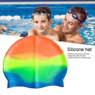 【CW】 Men Hat Elastic Anti-slip Breathable Diving Contrast Color Bathing Headwear