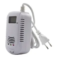 2X Gas Leak Detector Analyzer Carbon Monoxide Sensor LCD Digital Displayer Natural Gas 2 in 1 Alarm System,EU Plug