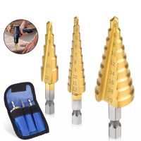 ELEGANT Step Drill Bit 3 12 4 12 4 20mm HSS Straight Groove Titanium Coated Wood Metal High Speed Hole Cutter Drilling Power Tools Set