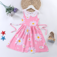 Xiaozhima Kids Girls Vest Dress Children Round-Neck Flower Dot Print Dresses Skirts Princess Dresses Clothes For 2-7 Years Girl Hotter Weather Wear