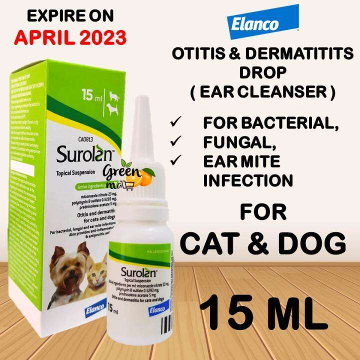 Surolan Ear Drops for Cats and Dogs 15ml (ears infection, ear mites