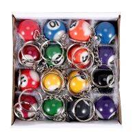 Colorful Billiard Ball Keychain Set 16 Pcs, Key Chain Balls Eightball Billar Chains Accessories