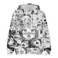 ♘ เสื้อกันหนาวลําลอง มีฮู้ด ลายการ์ตูนอนิเมะ Kawaii AHE Hentai Face Ahegao 3D สําหรับผู้ชาย และผู้หญิง 2022