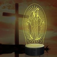 Virgin Mary Night Light 3D Illusion Hologram Lamp 16 Color Changing With Remote Control Birthday Christian Gift For Women Men