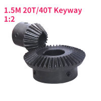 1Pcs 1:2 Bevel Gear พร้อม Keyway 1.5M 20T40T 45 # เหล็กเกียร์90องศา Bore 10-1510-20มม.