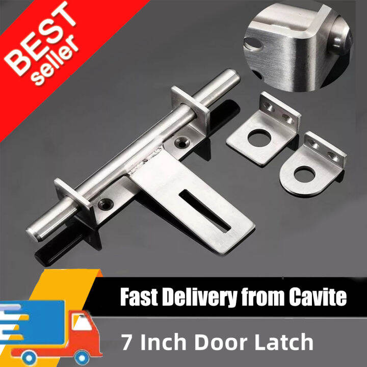 7" Slide Latch Lock Bolt Lock with Screws Heavy Duty Stainless Steel