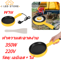 【ห้ามพลาด】กระทะมินิ 300W กระทะทอดไม่ติดสเต็กแพนเค้กไข่กระทะพร้อมตะหลิวไม้ EU Plug 220V