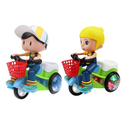 Electric Stunt Car Toy Music Bike Toy For Kindergarten  Degree Rotating Tricycle Sliding Car Toy With LED Child Favor