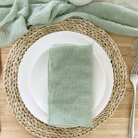 10/30/50PC 38x38 ซม.Sage Gauze งานแต่งงานผ้าเช็ดปาก Cheesecloth รับประทานอาหารงานเลี้ยงจัดเลี้ยงคริสต์มาสห้องจัดเลี้ยง Arches เค้กตกแต่งตาราง-fhstcjfmqxjkf