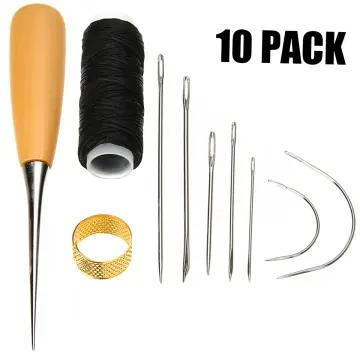 Leather Sewing Kit, Leather Sewing Upholstery Repair Kit, Leather Needle  and Thread Kit, Leather Working Tools with Large-Eye Needles, Waxed Thread,  Sewing Awl, for Repairing and DIY Leather Craft(Orange)