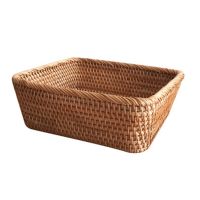 Rattan Hand-woven Rectangular Fruit Tray Bread Storage Basket Serving Handcrafted Platter Retro Classic Picnic Photography R9JC