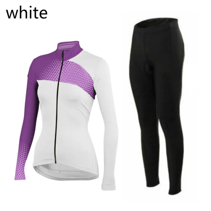 Women's Long Sleeve Cycling Jersey Set Flower Bike Clothing Suit