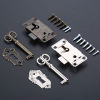 1set Drawer Iron Lock Key Jewelry Box Cabinet Wardrobe Door Padlock Latch Vintage Decoration Silver/Antique Bronze w/screws