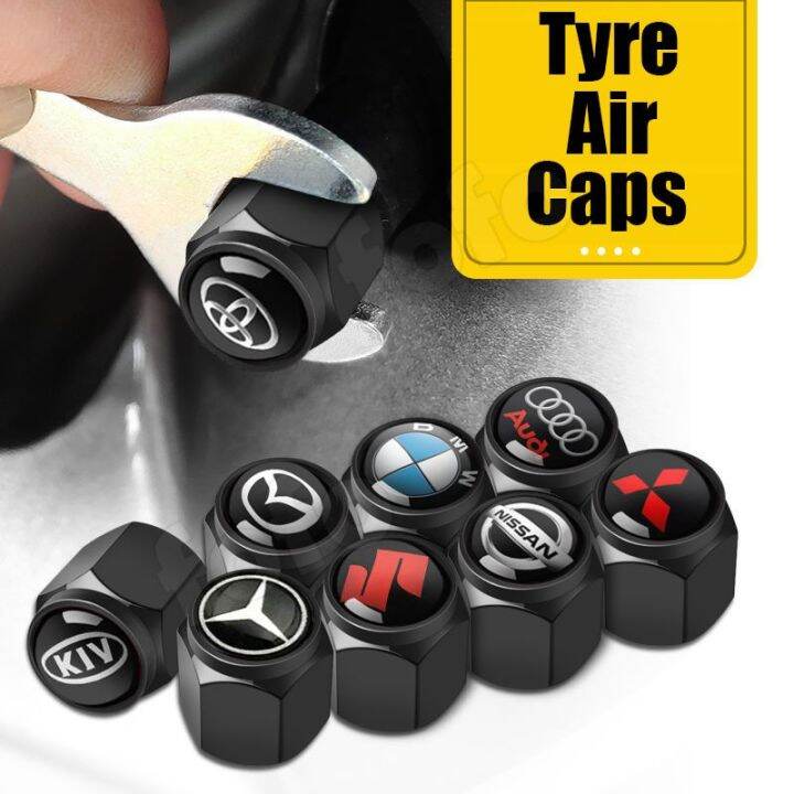 【All Car Models】4Pcs/Set Valve Caps Car Stainless Steel Wheel Stem Air