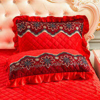 2PCS Vintage Lace Rectangle Pillow Cover Case Crystal Velvet for Bed Decor Quilted Pillow Shams Winter Warm 48*74cm Soft